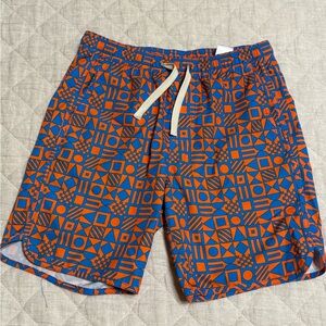 Geometric Blue and Orange Swim Shorts